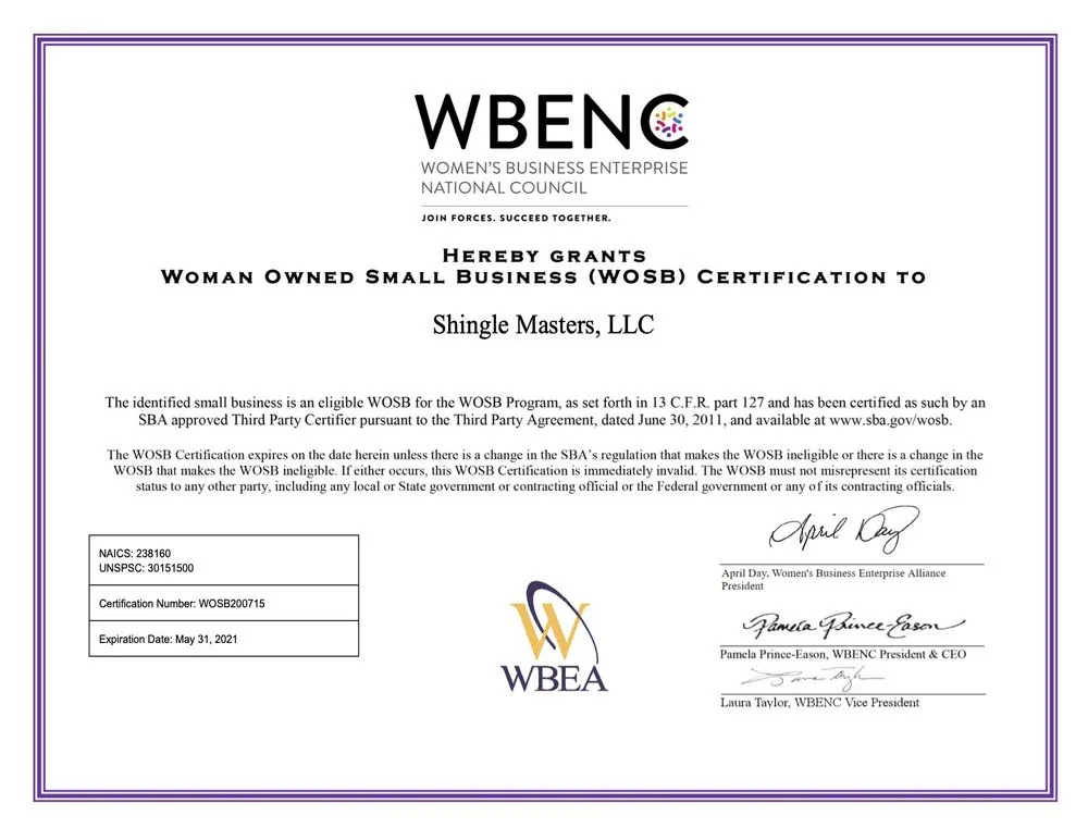 Slide of Shingle Masters