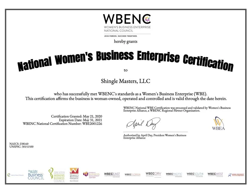 Slide of Shingle Masters