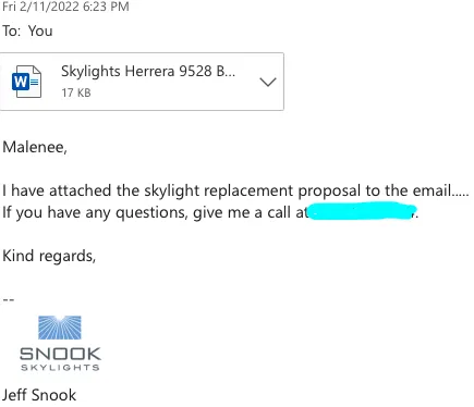 Slide of Snook Skylights and Roofing