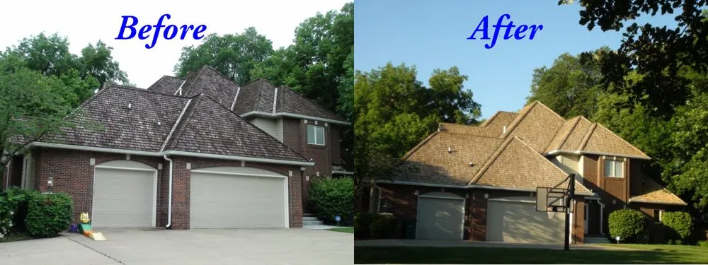Slide of Soft Scrub Cedar Roof Cleaning