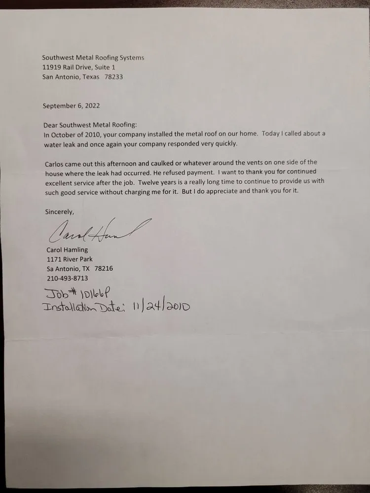 Slide of Southwest Metal Roofing Systems