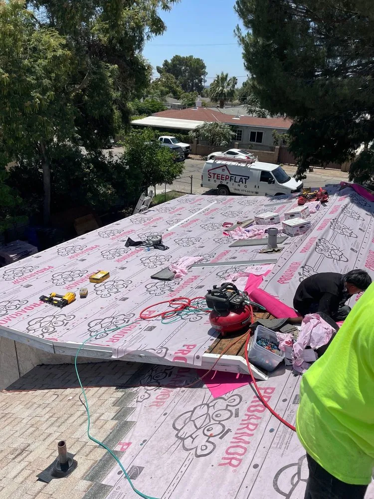 Slide of Steep Flat Roofing