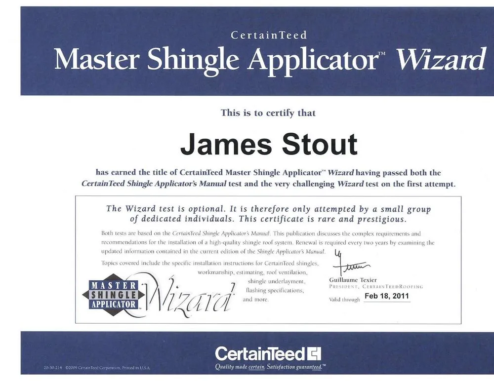 Slide of Stout Roofing