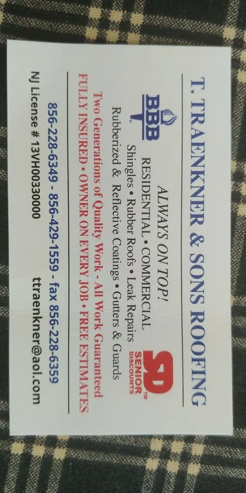 Trusted flat roof repair with free inspection across Gloucester Township, NJ - T. Traenkner & Sons Roofing