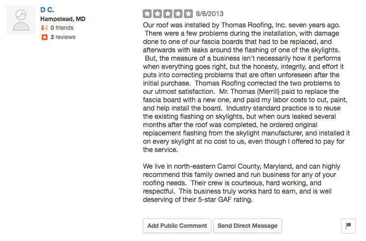 Slide of Thomas Roofing