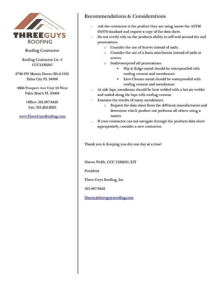 Slide of Three Guys Roofing