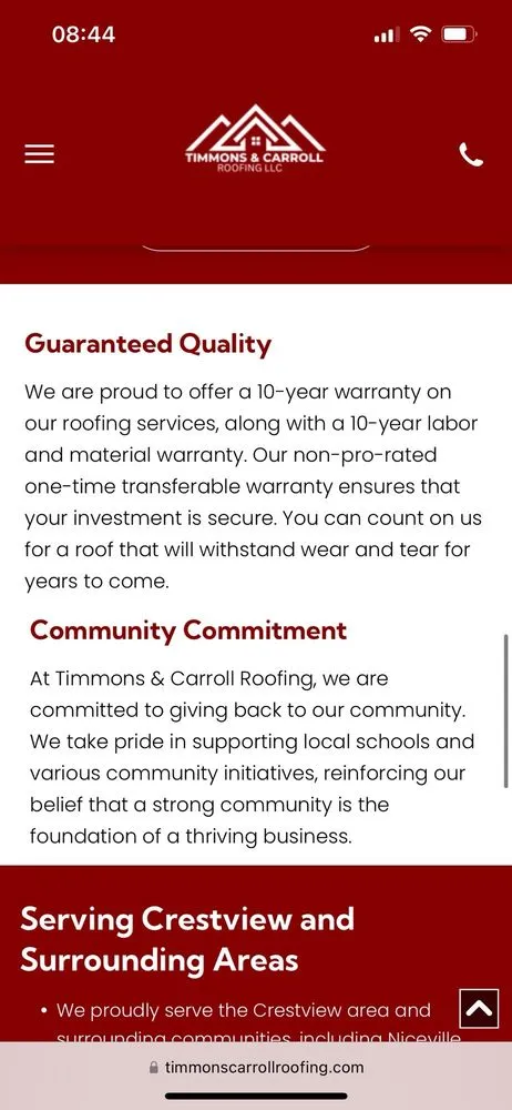 Slide of Timmons & Carroll Roofing