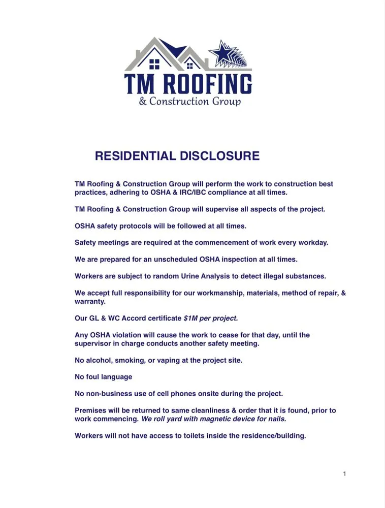 Slide of TM Roofing & Construction Group