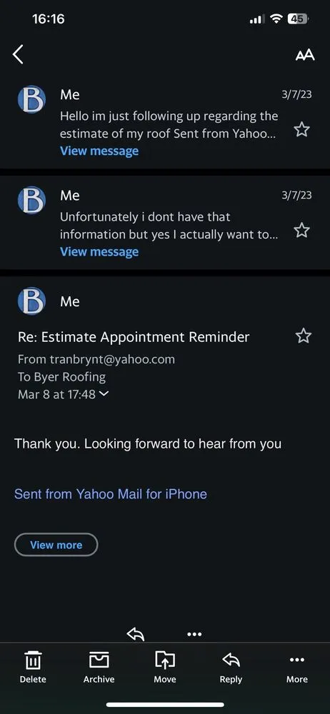 Slide of Tom Byer Roofing Service