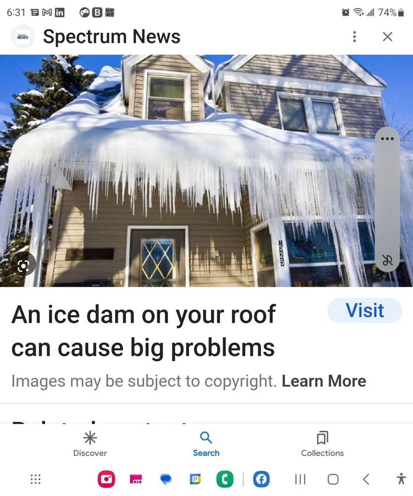 Slide of Top of the House Ice Dams