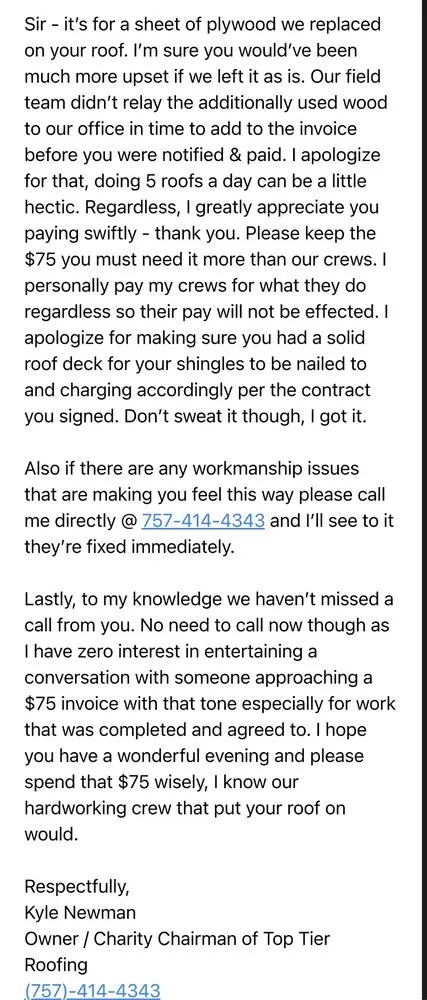 Slide of Top Tier Roofing