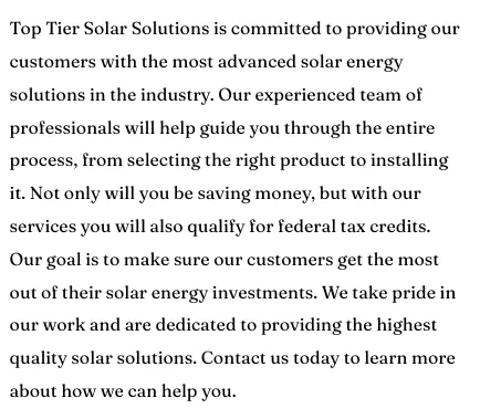 Slide of Top Tier solar