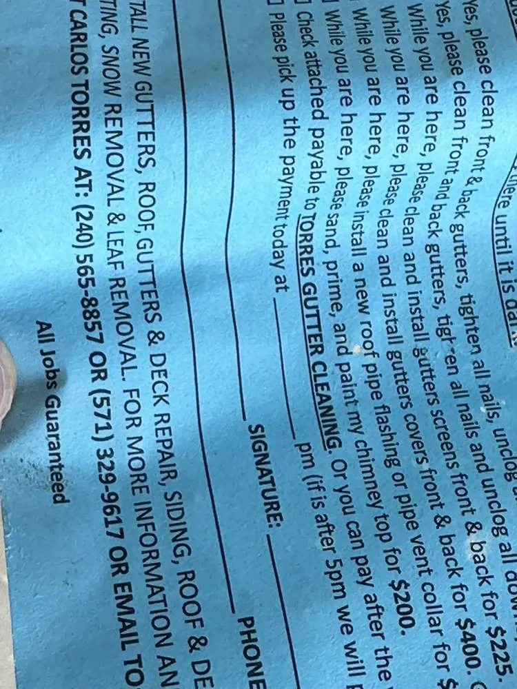 Slide of Torres Gutter Cleaning