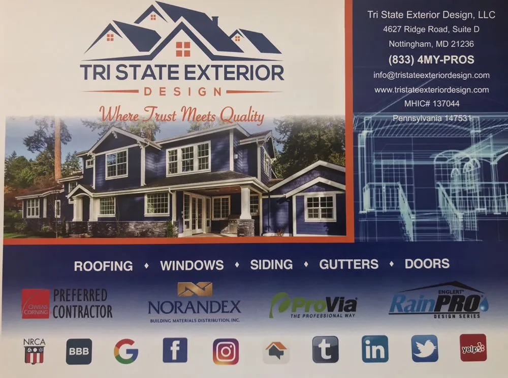 Licensed roof repair in Nottingham, MD by Tri State Exterior Design