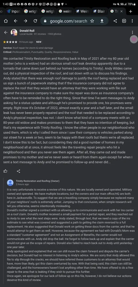 Slide of Trinity Restoration & Roofing