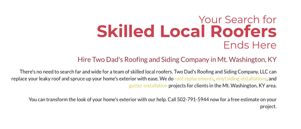 Slide of Two Dads Roofing and Siding Company