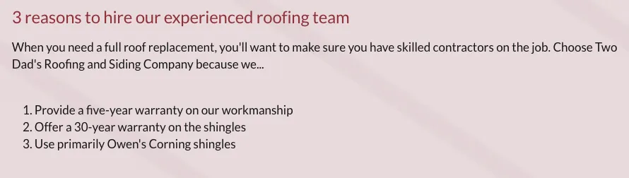 Slide of Two Dads Roofing and Siding Company