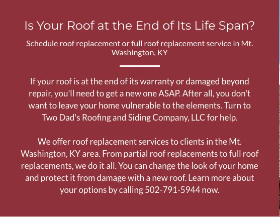 Slide of Two Dads Roofing and Siding Company