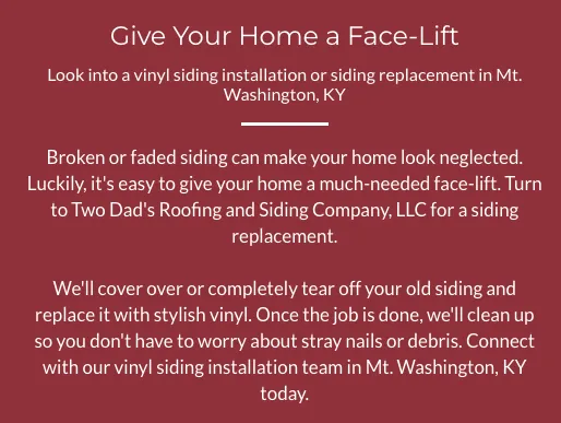 Slide of Two Dads Roofing and Siding Company