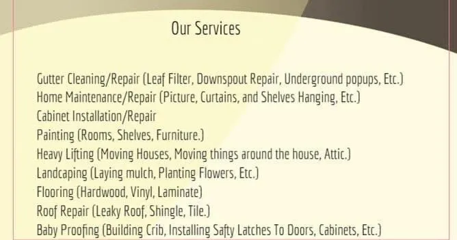 Slide of Tyler's Handyman Services