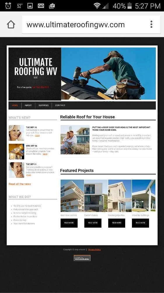 Slide of Ultimate Roofing WV