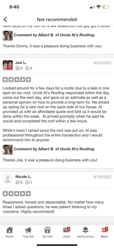 Slide of Uncle Al's Roofing