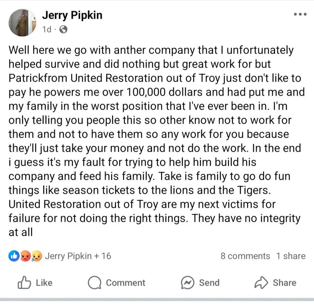 Slide of United Restoration Disaster Services