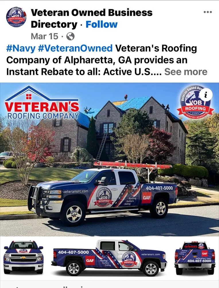 Slide of Veteran's Roofing Company