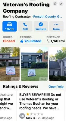 Veteran's Roofing Company Logo