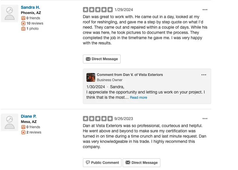 Slide of Vista Exteriors