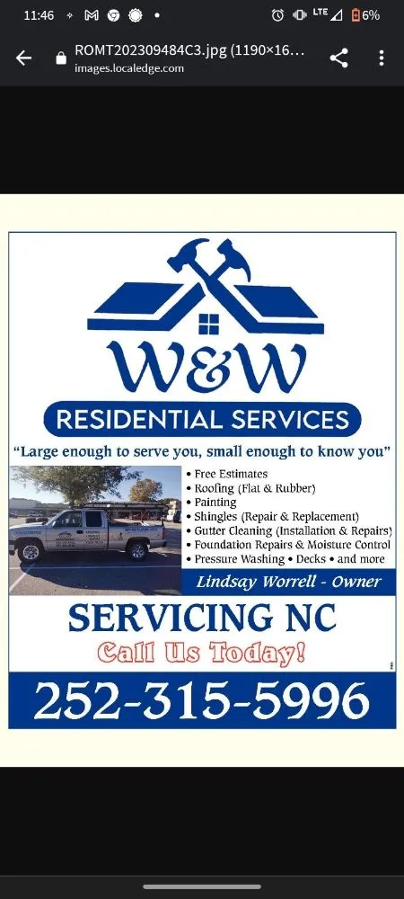 Expert roof leak repair experts serving Battleboro, NC - W and W Residential Services