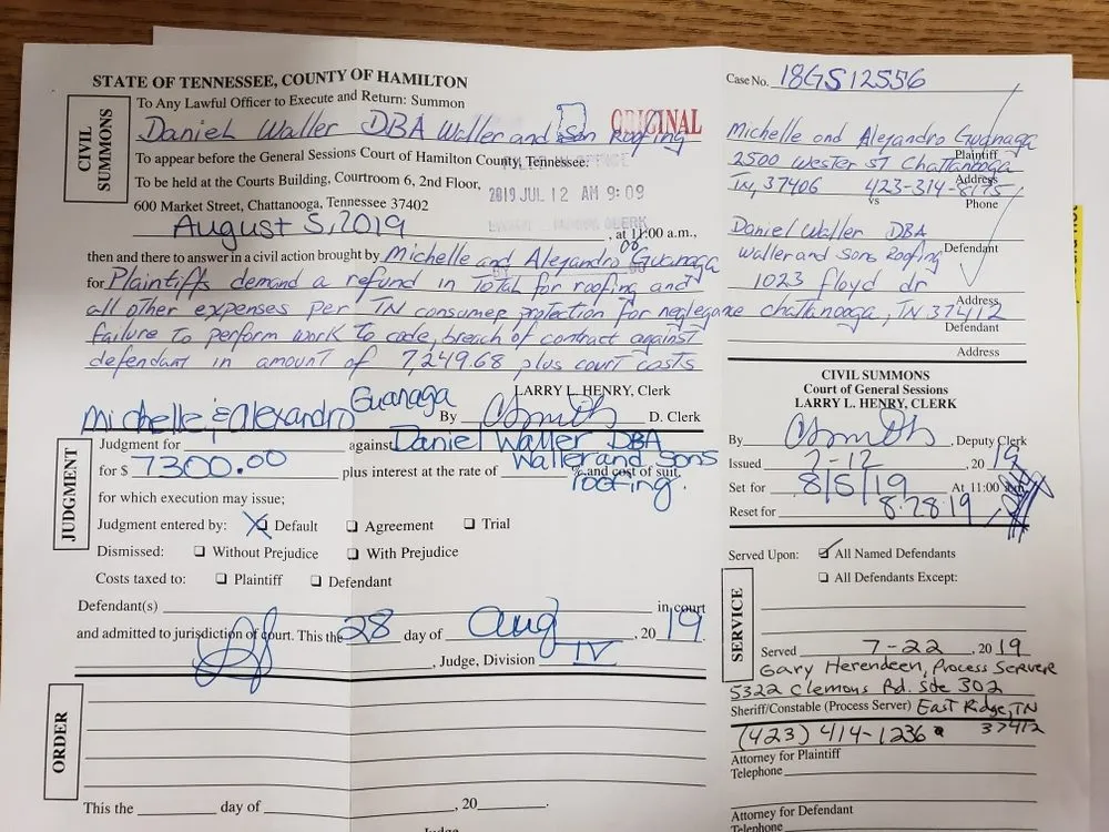 Slide of Waller and Son's Roofing and Home Repair