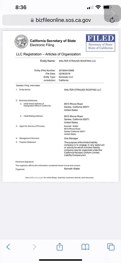 Slide of Walter Strauss Roofing