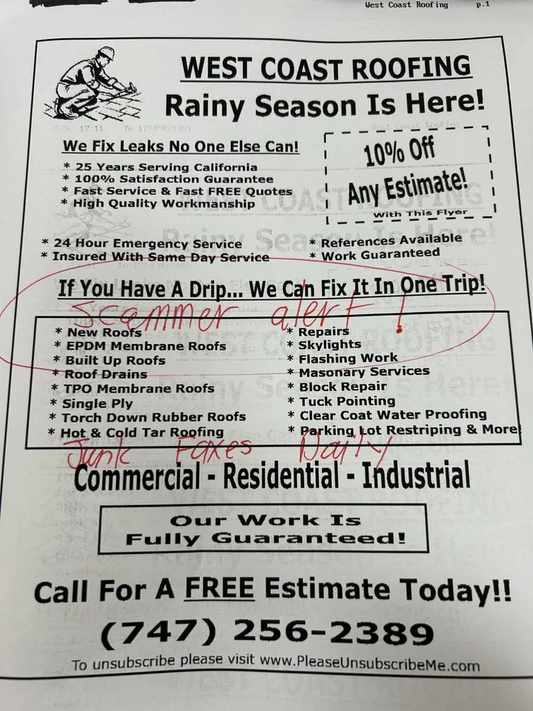 Slide of West Coast Roofing