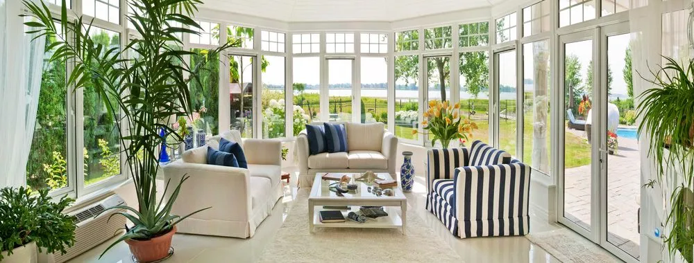 Slide of White Aluminum & Windows