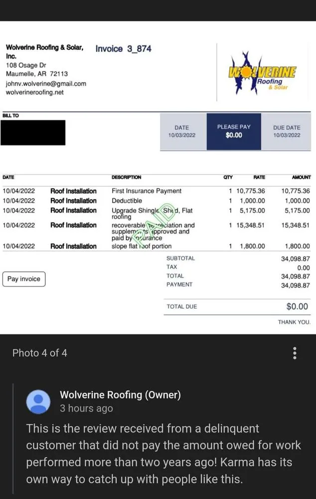 Slide of Wolverine Roofing