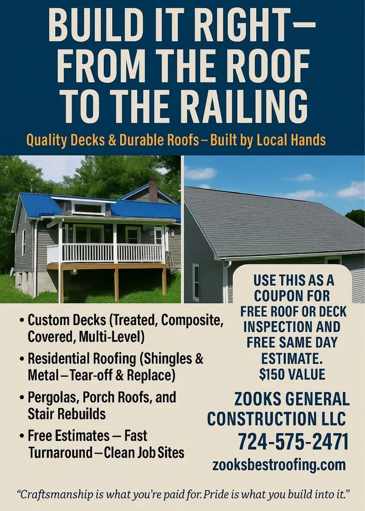 Local shingle roofing service in Fredonia, PA by Zooks General Construction